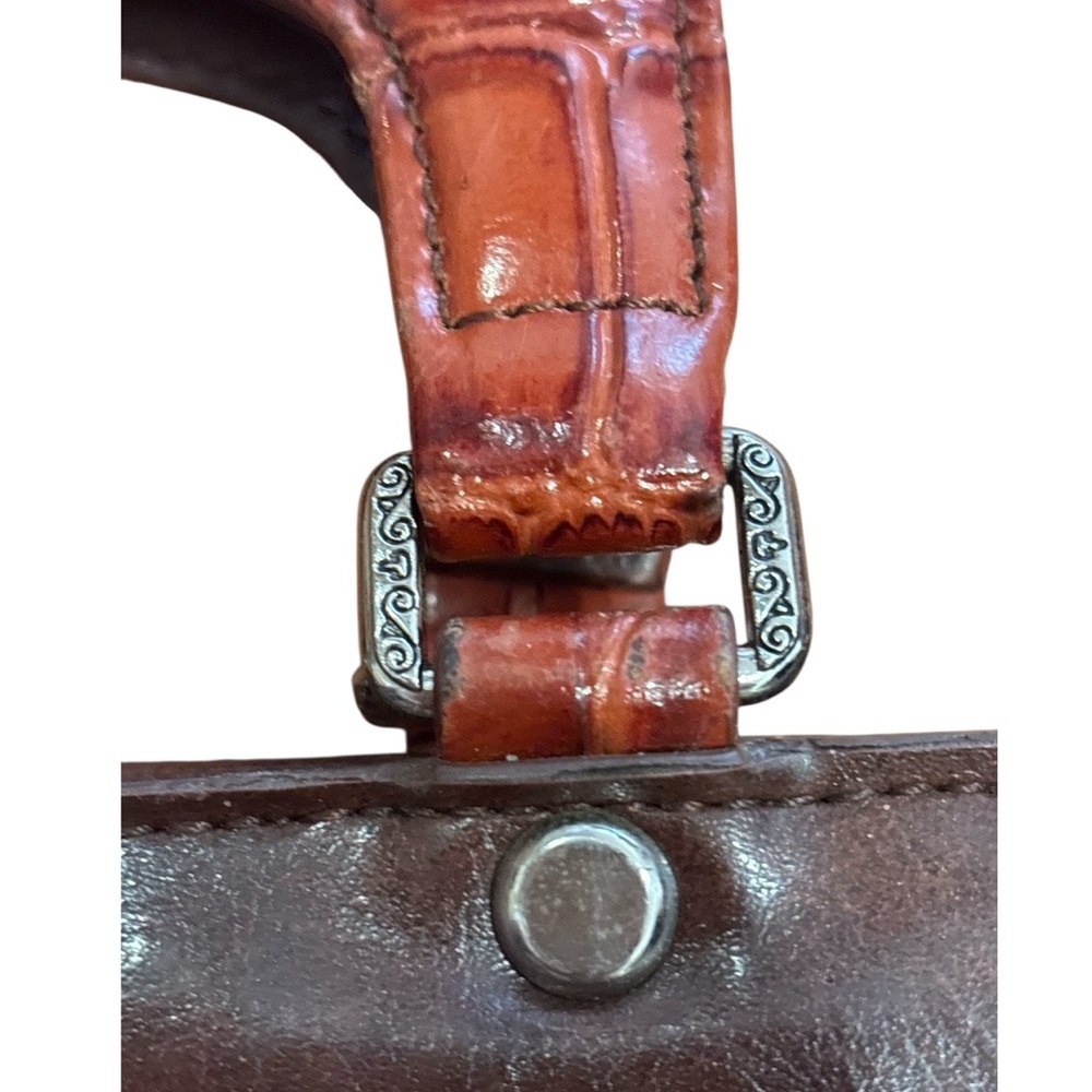 90s MARC CHANTEL BROWN CROCODILE-EMBOSSED & LEATHER TRIM CASE EMBOSSED HARDWARE - Picture 9 of 15